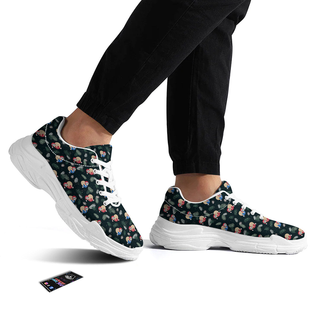 Sloths Sleeping Christmas Print Pattern White Chunky Shoes-grizzshop