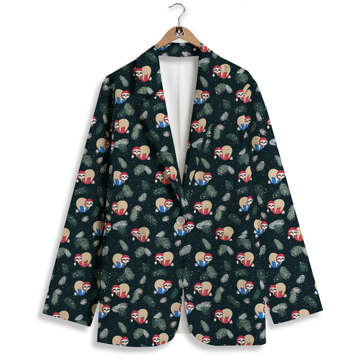 Sloths Sleeping Christmas Print Pattern Women's Blazer-grizzshop