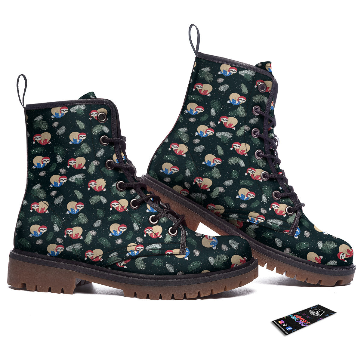 Sloths Sleeping Christmas Print Pattern Work Boots-grizzshop