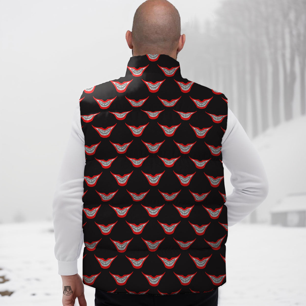 Smile Joker Print Pattern Down Vest-grizzshop