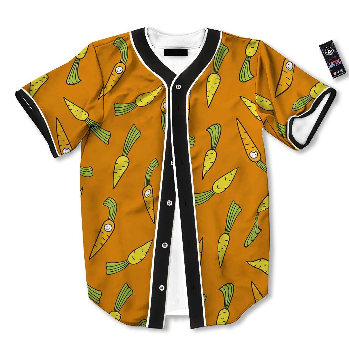 Smiley Carrot Print Pattern Baseball Jersey-grizzshop