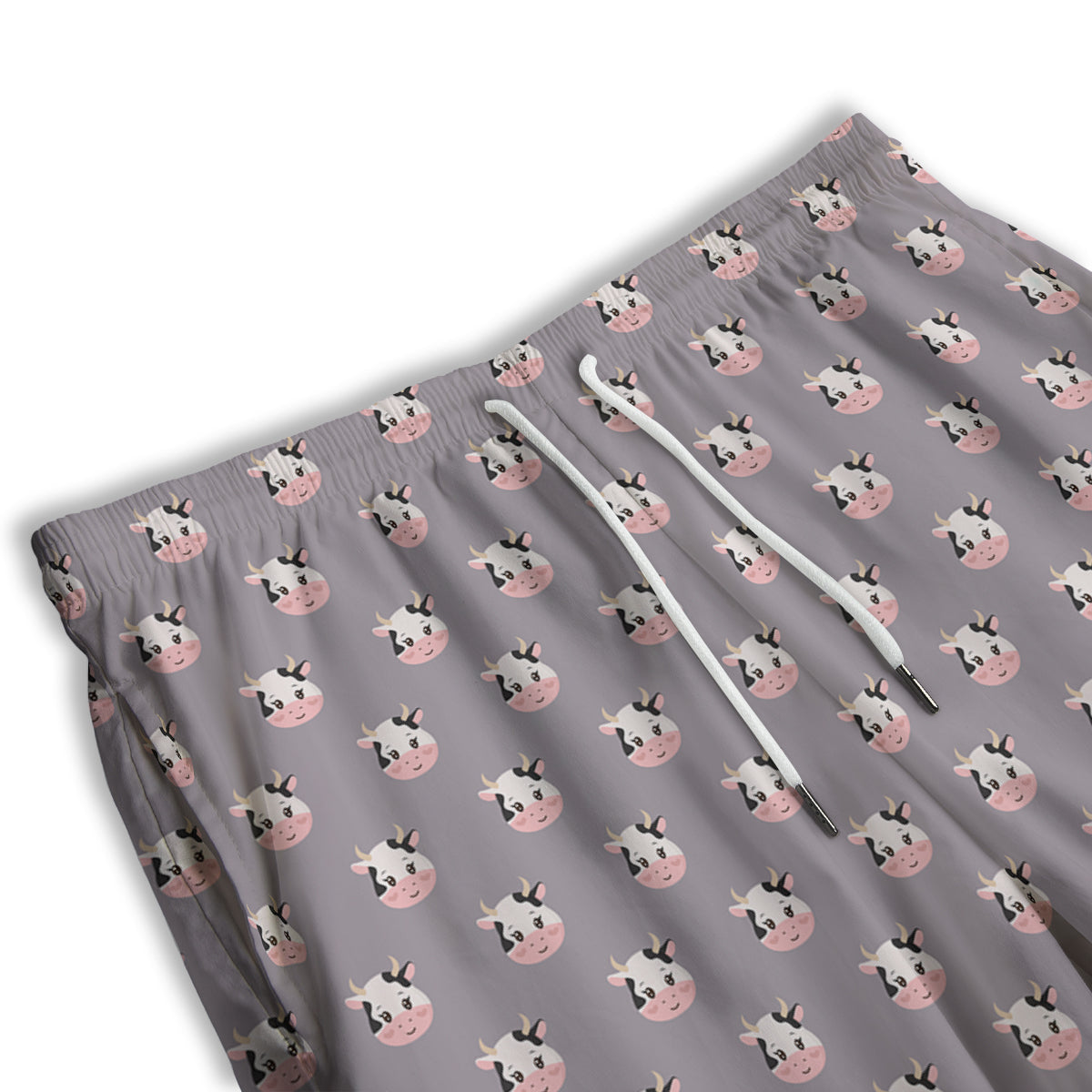 Smiley Cow Cartoon Print Pattern Men's Athletic Shorts