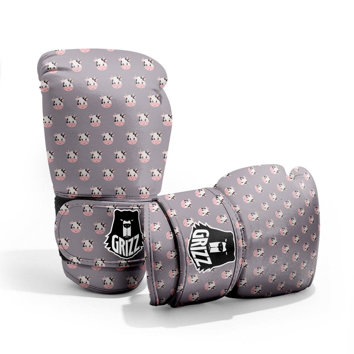 Smiley Cow Cartoon Print Pattern Pro Boxing Glove