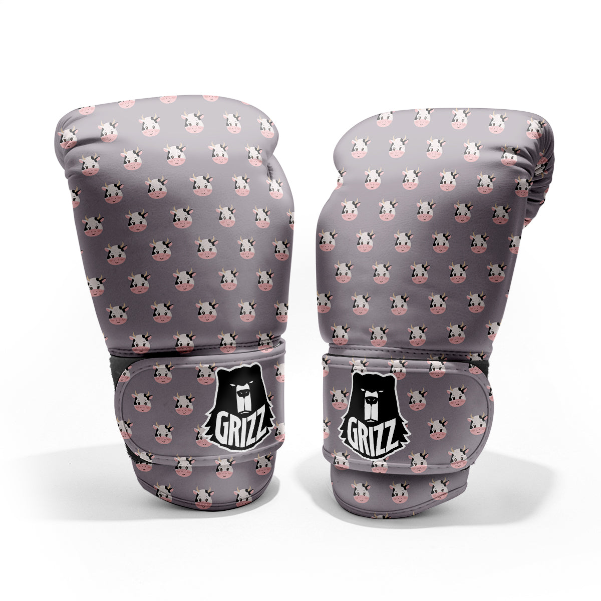 Smiley Cow Cartoon Print Pattern Pro Boxing Glove