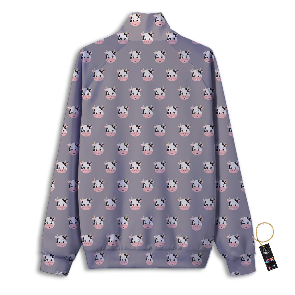 Smiley Cow Cartoon Print Pattern Track Jacket-grizzshop