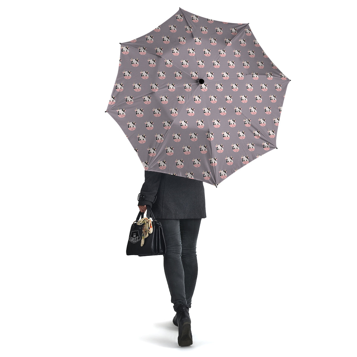 Smiley Cow Cartoon Print Pattern Umbrella-grizzshop