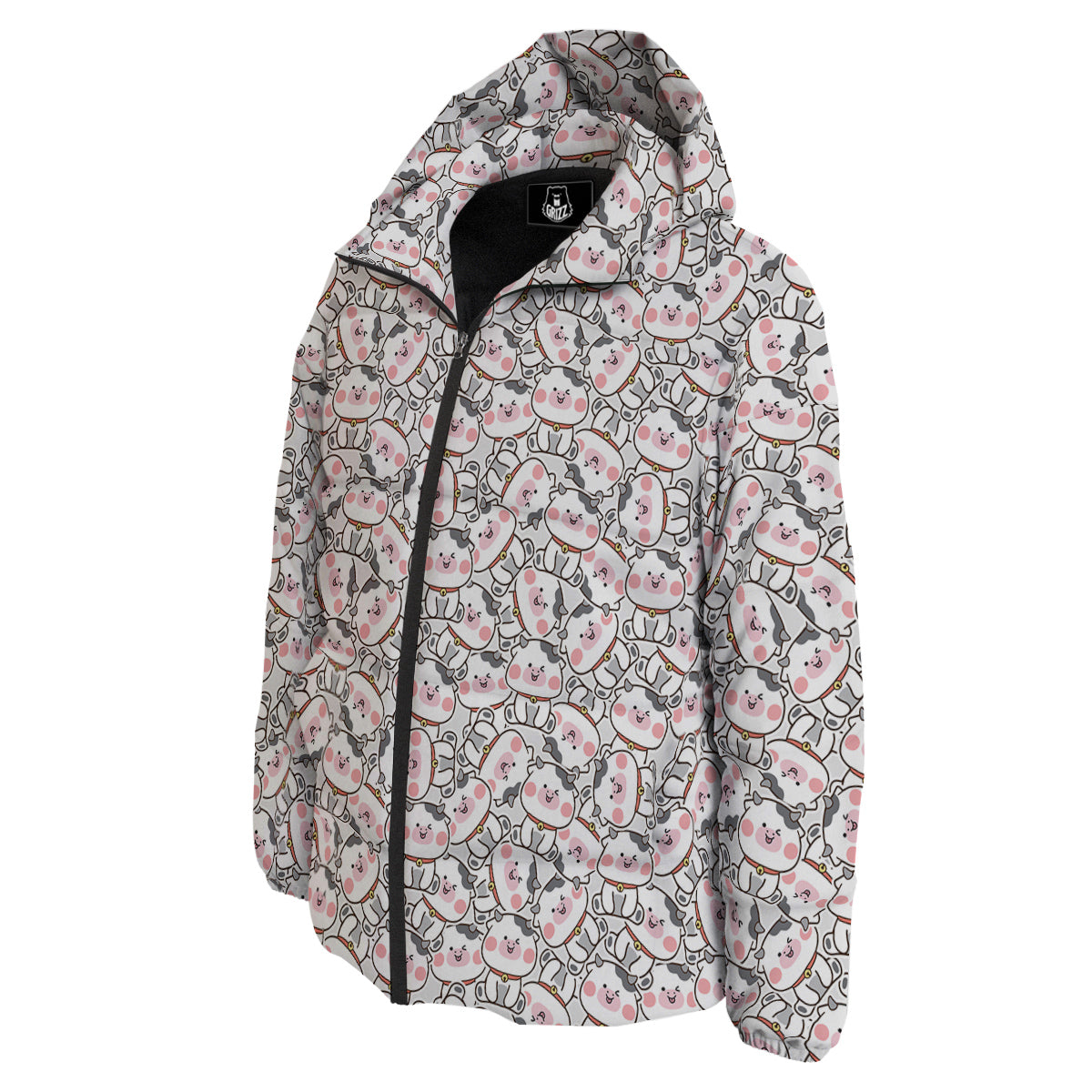 Smiley Cow Cute Print Pattern Down Jacket-grizzshop