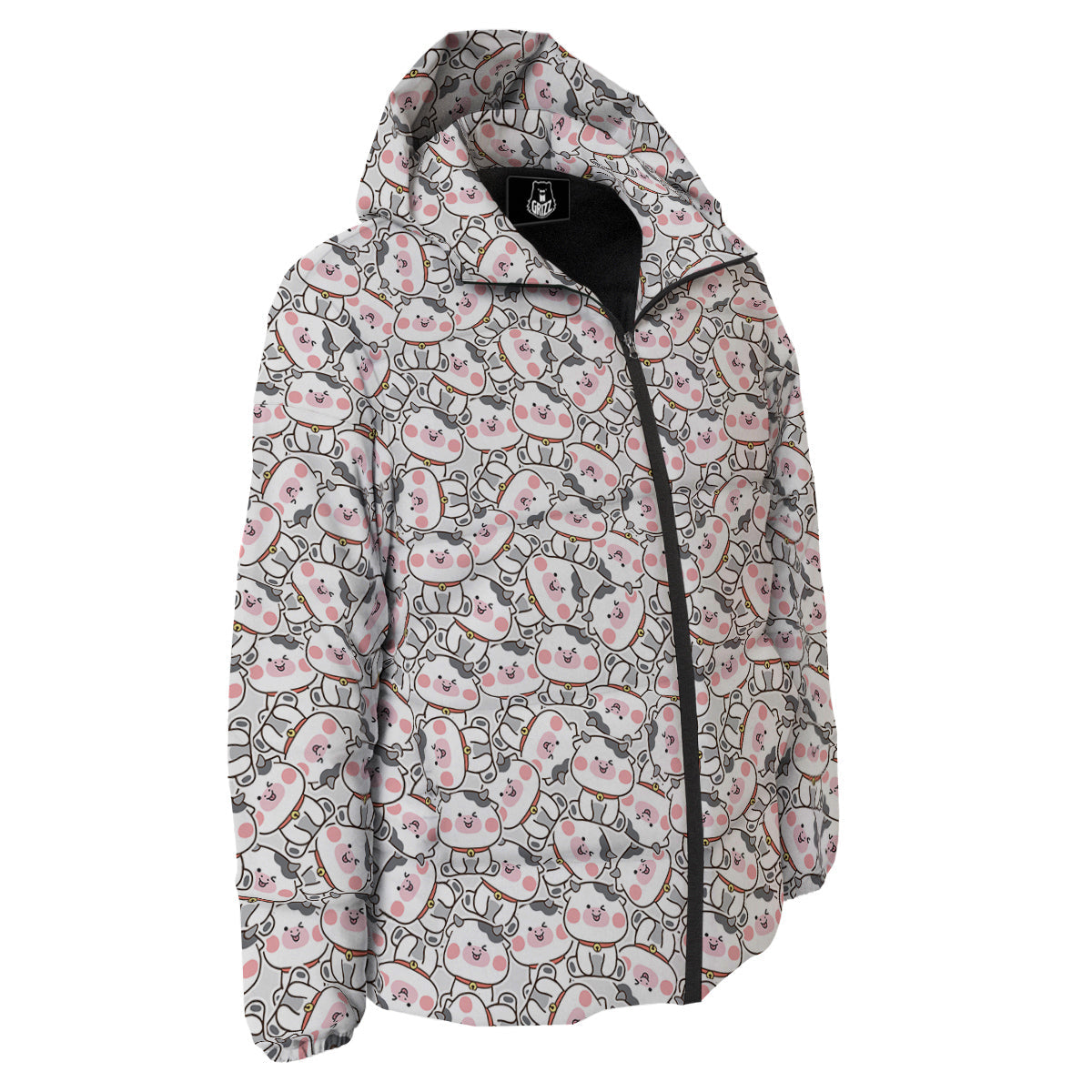 Smiley Cow Cute Print Pattern Down Jacket-grizzshop
