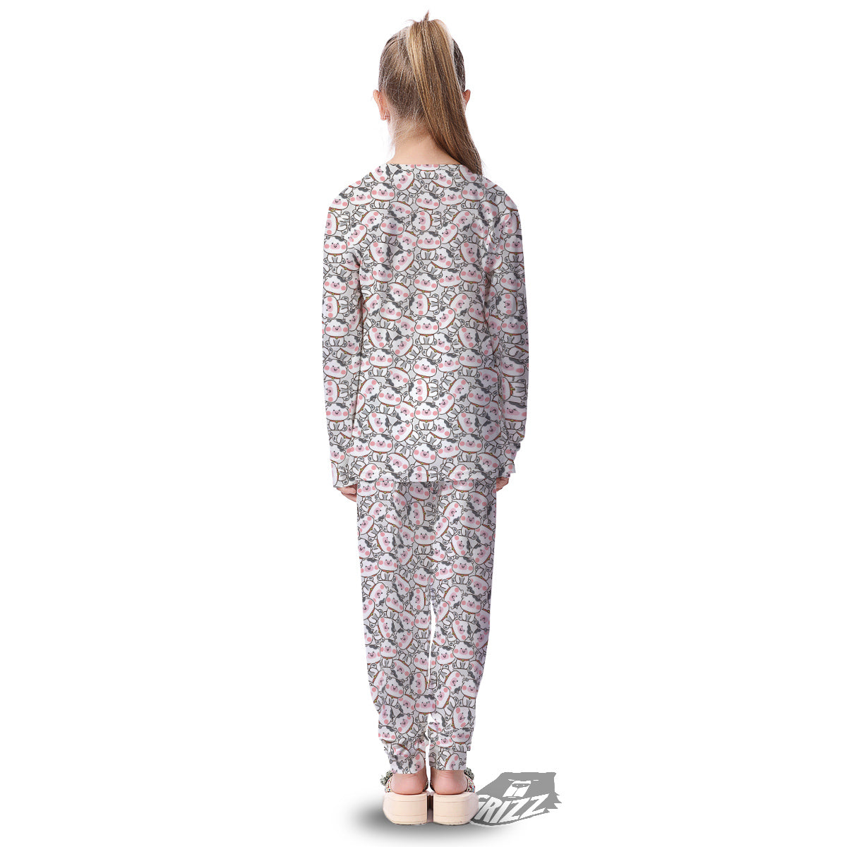 Smiley Cow Cute Print Pattern Kid's Pajamas-grizzshop