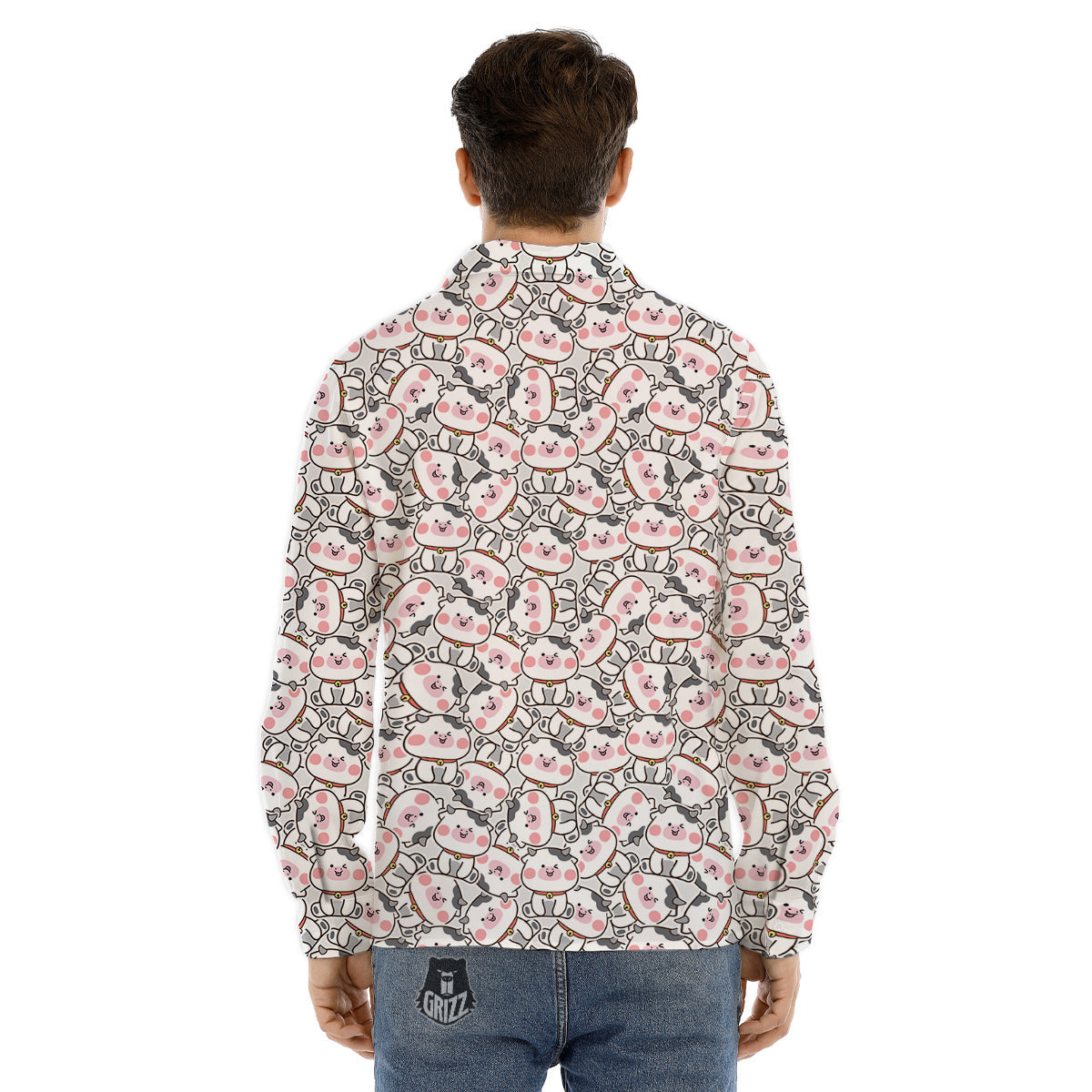 Smiley Cow Cute Print Pattern Men's Dress Shirts-grizzshop