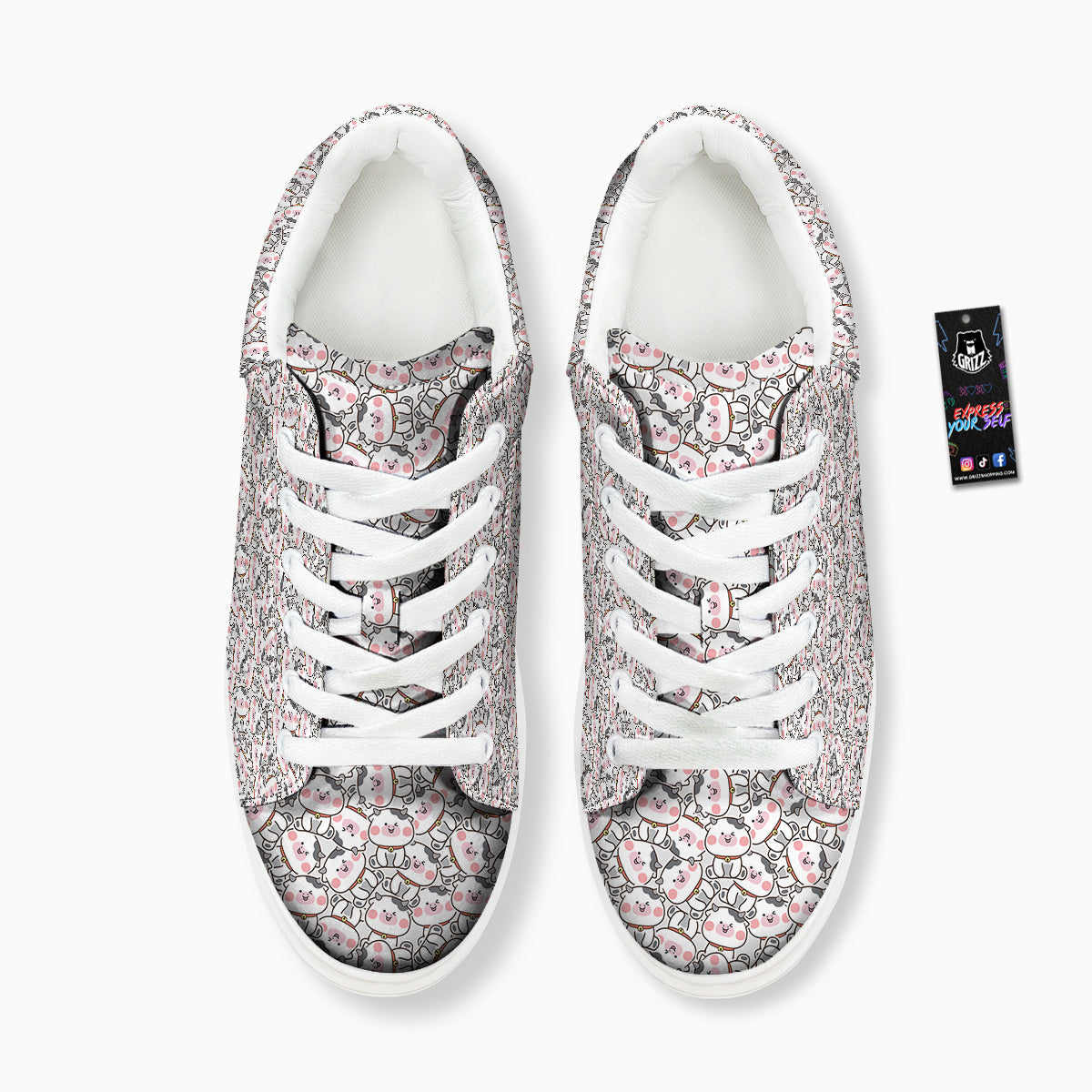 Smiley Cow Cute Print Pattern Platform Shoes-grizzshop