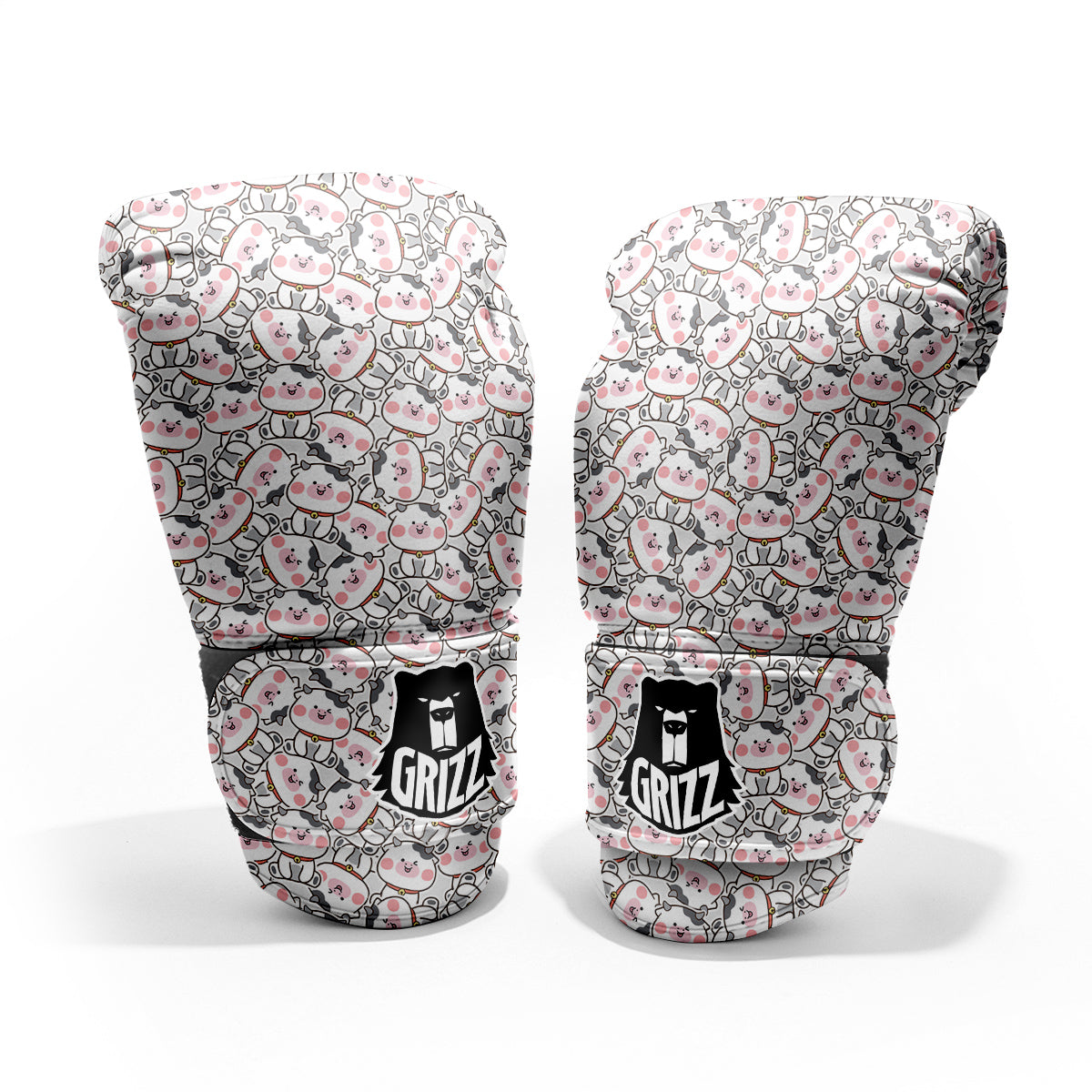 Smiley Cow Cute Print Pattern Pro Boxing Glove