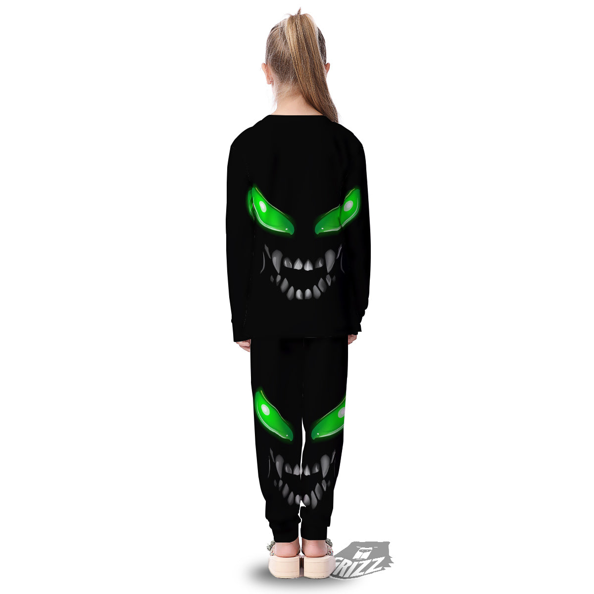 Smiley Face Monster Black Print Kid's Pajamas-grizzshop