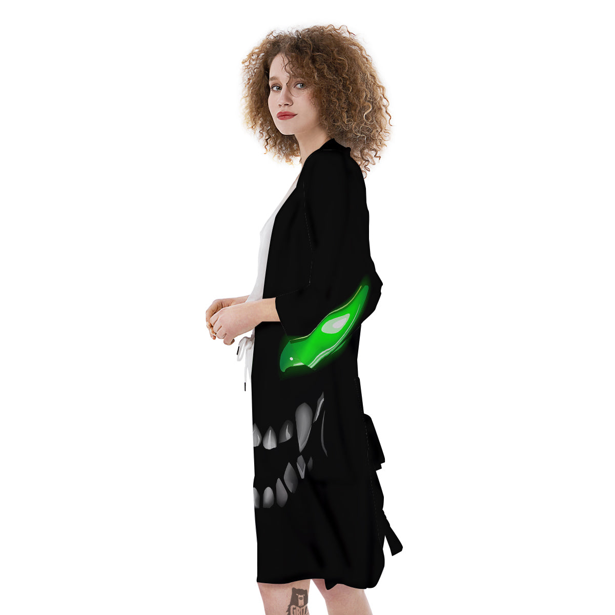 Smiley Face Monster Black Print Kimono-grizzshop