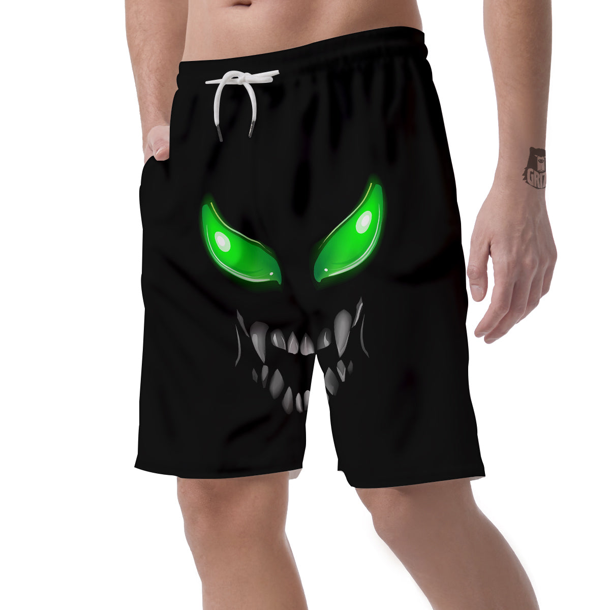 Smiley Face Monster Black Print Men's Shorts-grizzshop