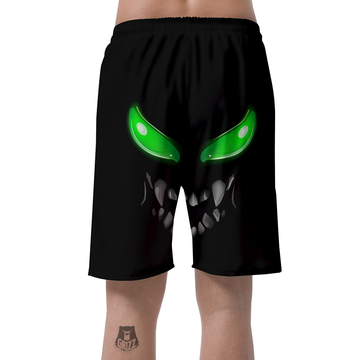 Smiley Face Monster Black Print Men's Shorts-grizzshop
