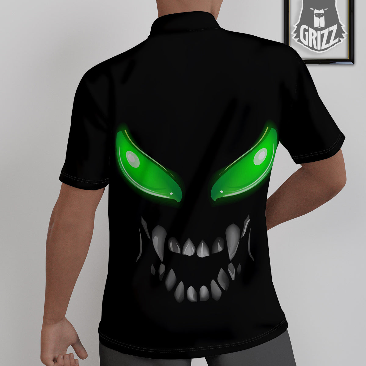 Smiley Face Monster Black Print Untucked Shirts-grizzshop