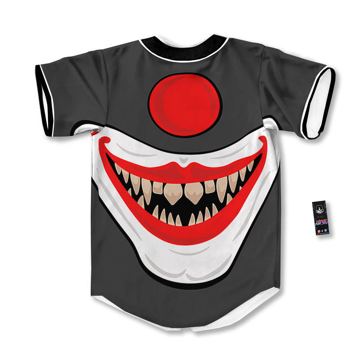 Smiling Clown Halloween Print Baseball Jersey-grizzshop
