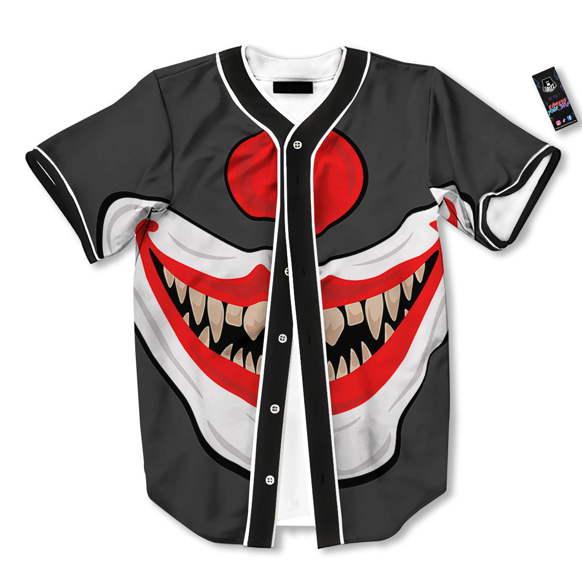 Smiling Clown Halloween Print Baseball Jersey-grizzshop
