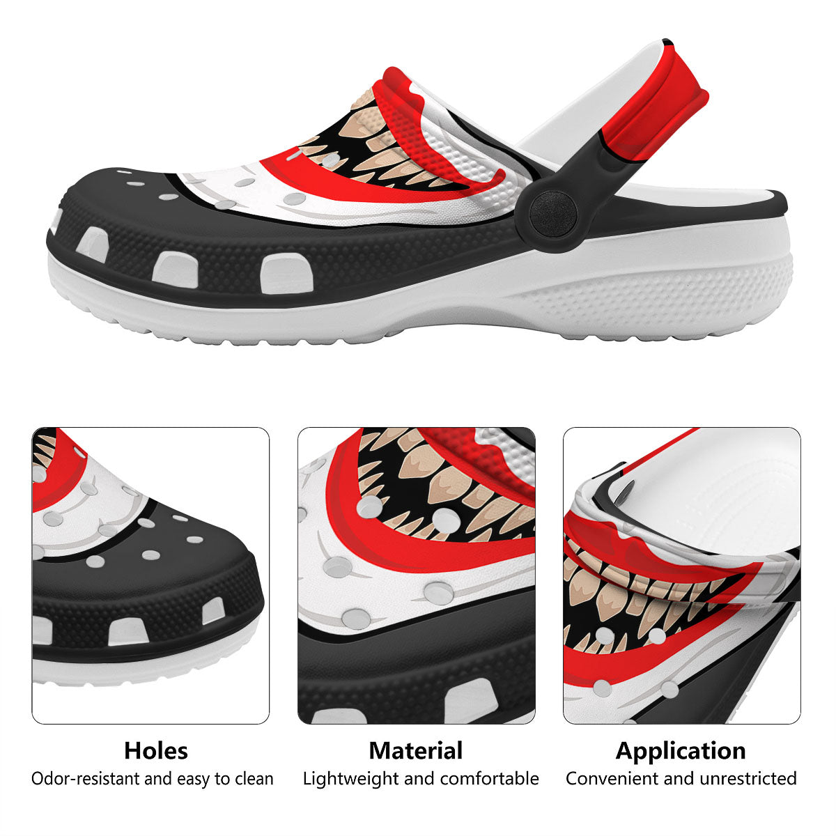 Smiling Clown Halloween Print Clog-grizzshop