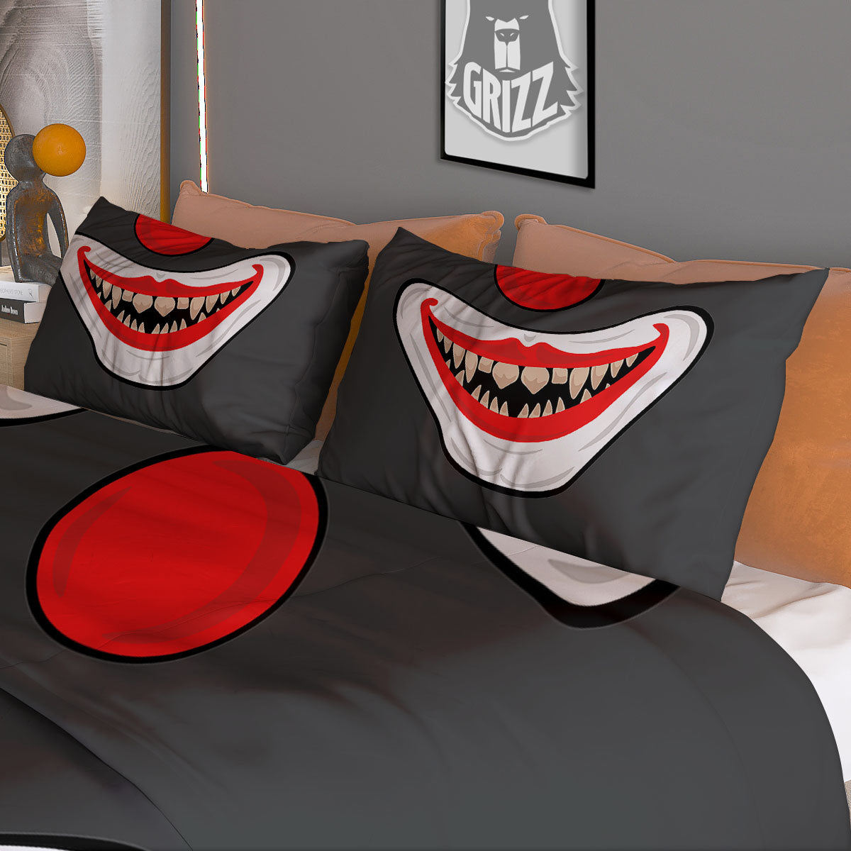 Smiling Clown Halloween Print Duvet Cover Bedding Set
