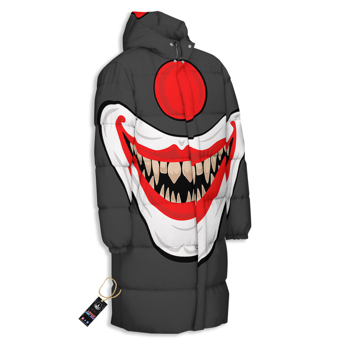 Smiling Clown Halloween Print Long Down Jacket-grizzshop