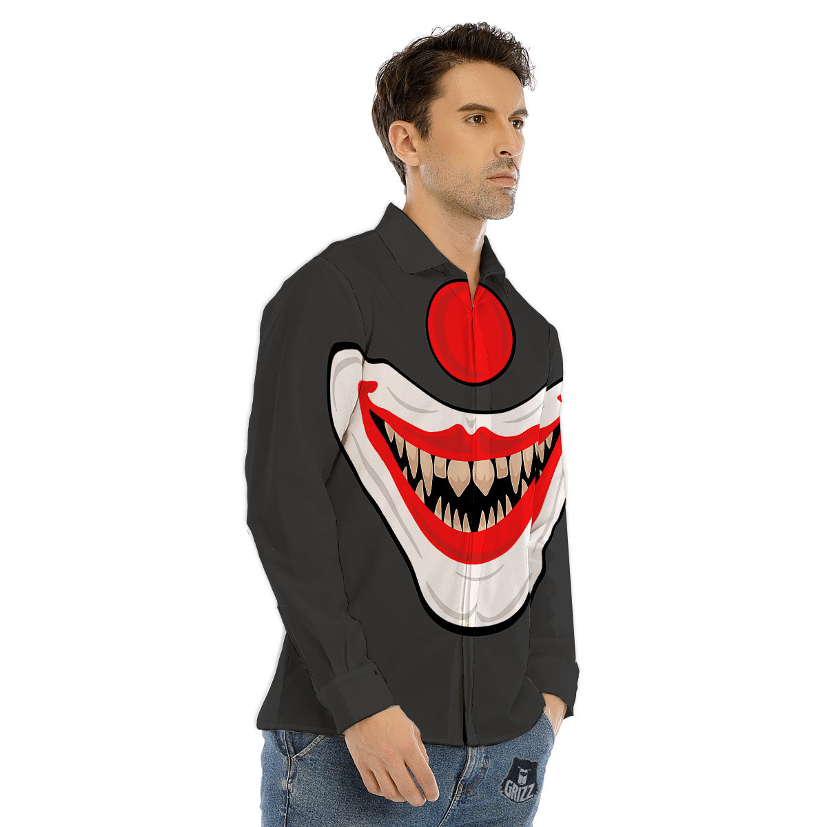 Smiling Clown Halloween Print Men's Dress Shirts-grizzshop