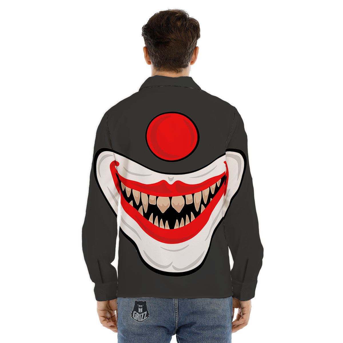 Smiling Clown Halloween Print Men's Dress Shirts-grizzshop