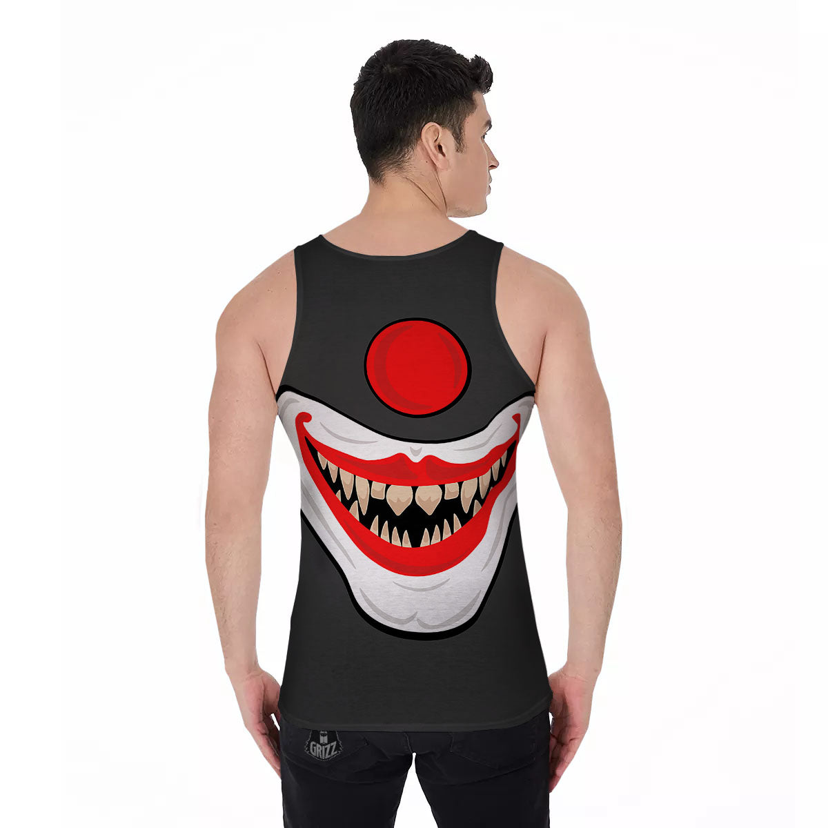 Smiling Clown Halloween Print Men's Tank Top-grizzshop