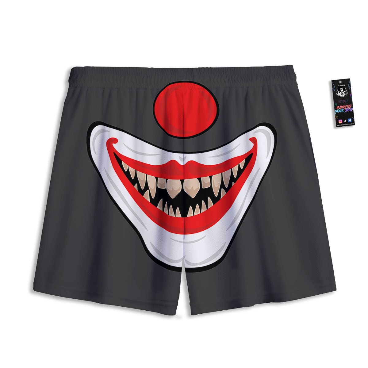 Smiling Clown Halloween Print Mesh Shorts