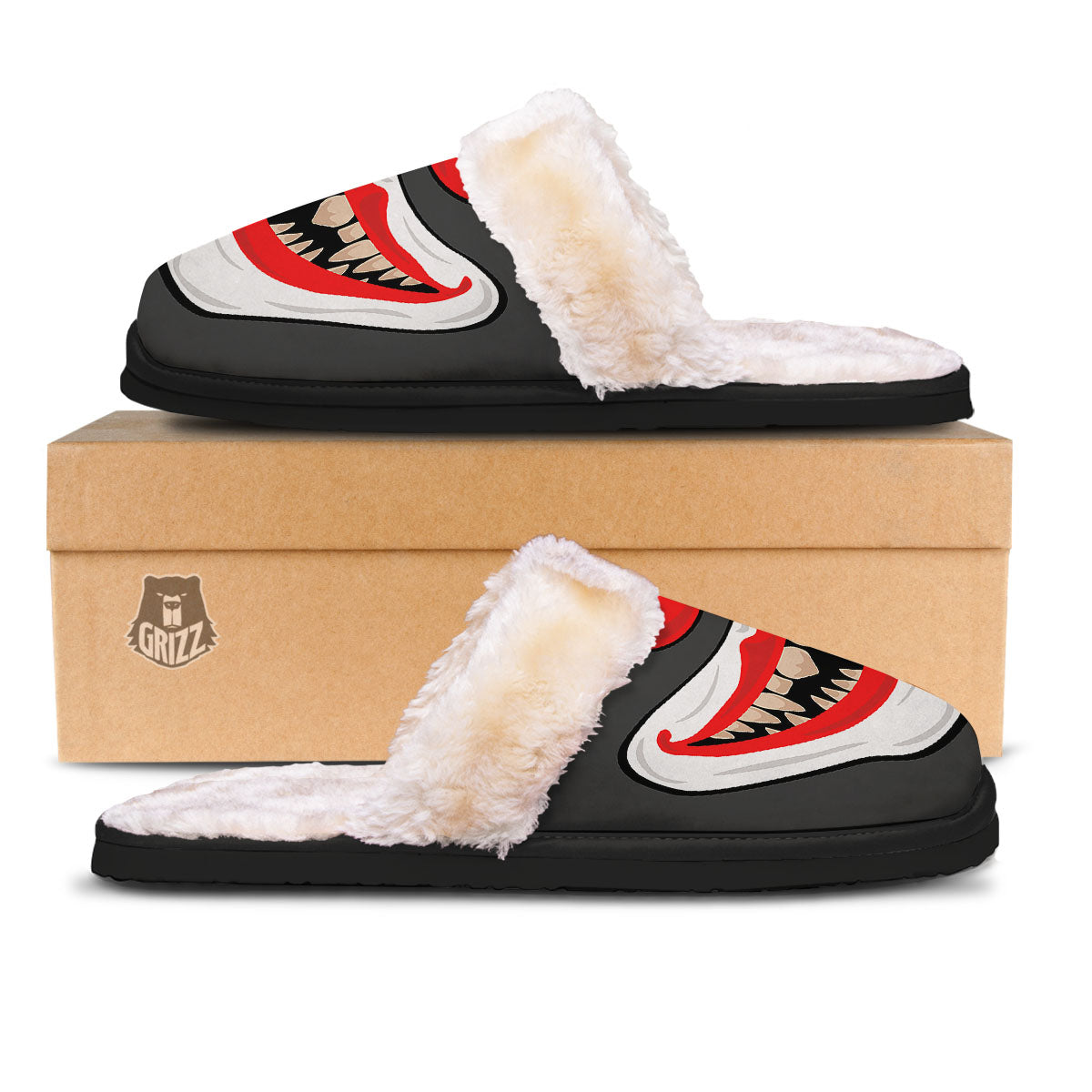 Smiling Clown Halloween Print Slippers-grizzshop