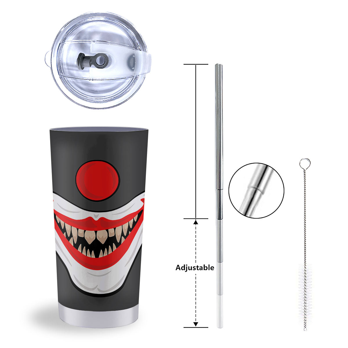 Smiling Clown Halloween Print Tumbler-grizzshop