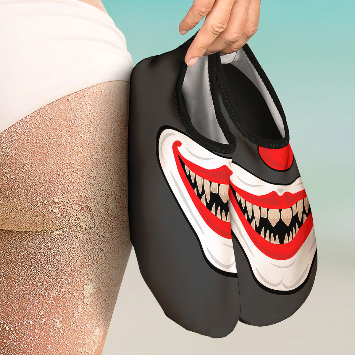Smiling Clown Halloween Print Water Shoes-grizzshop