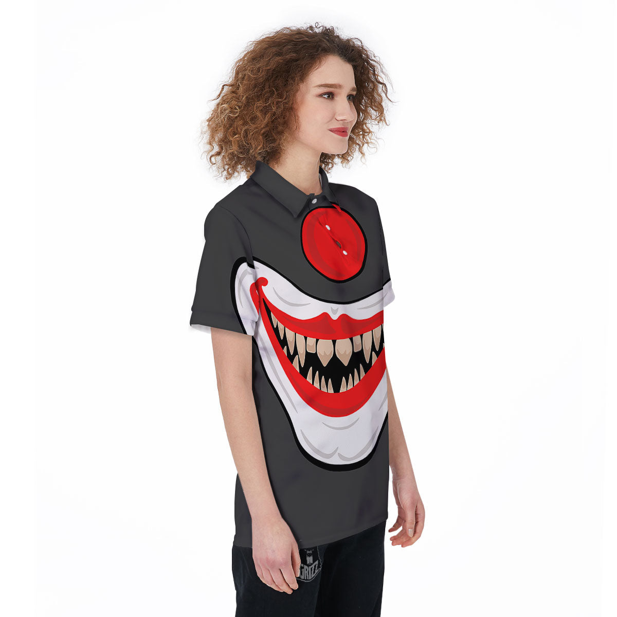Smiling Clown Halloween Print Women's Golf Shirts-grizzshop