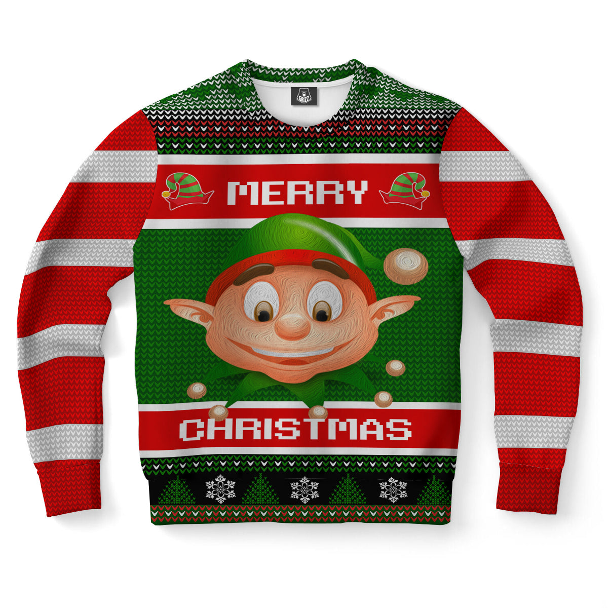 Smiling Elf Ugly Christmas Sweater-grizzshop