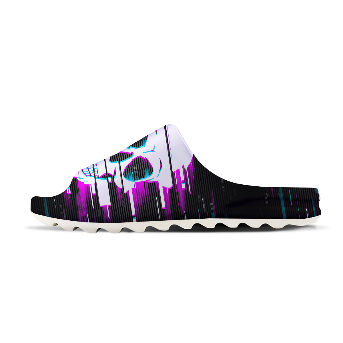 Smiling Skull Glitch Print Sandals-grizzshop