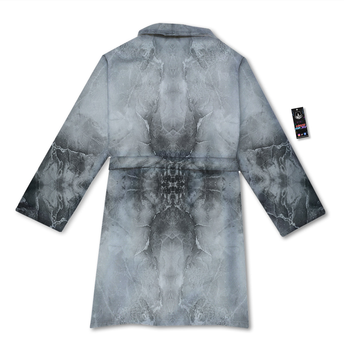 Smoke Marble White Grey Print Pattern Bathrobe-grizzshop