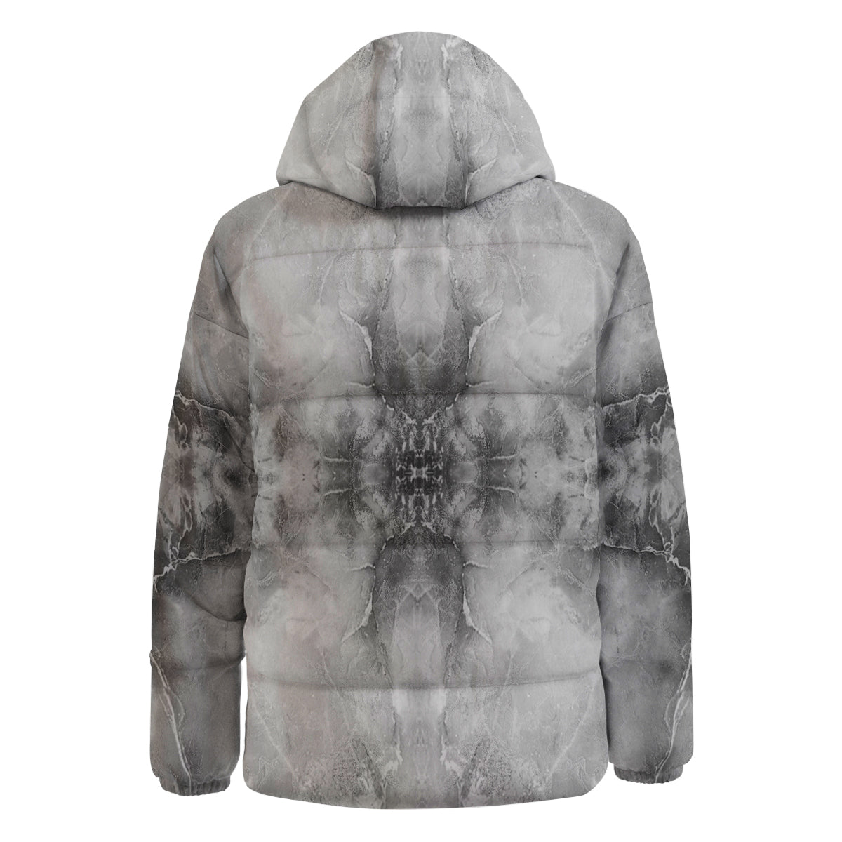 Smoke Marble White Grey Print Pattern Down Jacket-grizzshop
