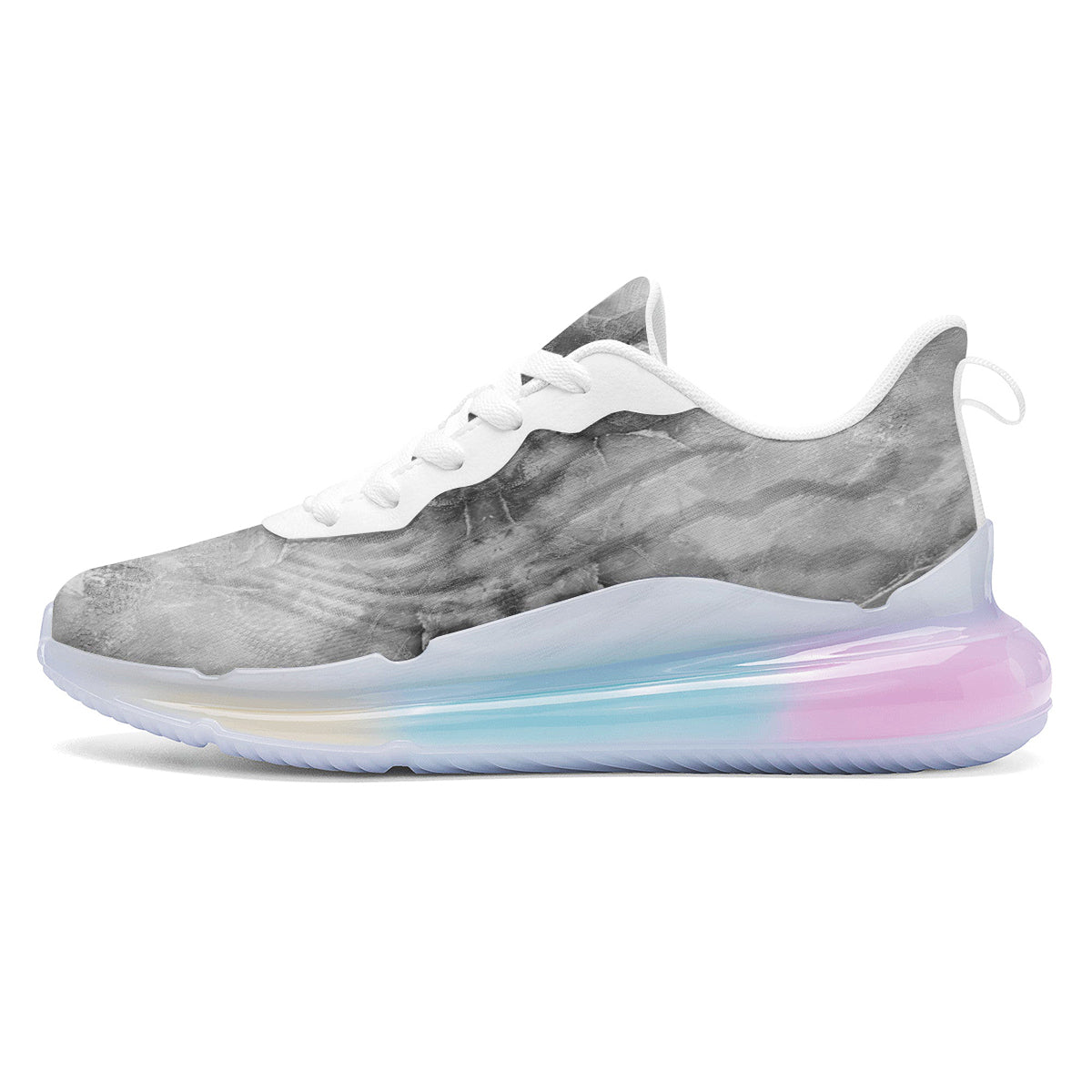 Smoke Marble White Grey Print Pattern Running Sneakers-grizzshop