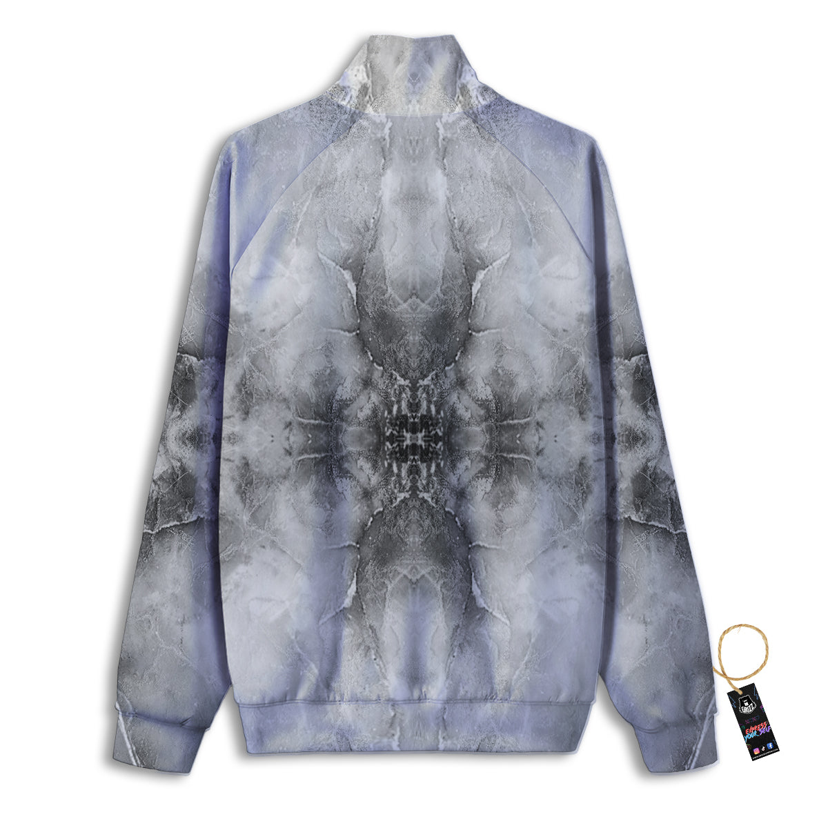 Smoke Marble White Grey Print Pattern Track Jacket-grizzshop