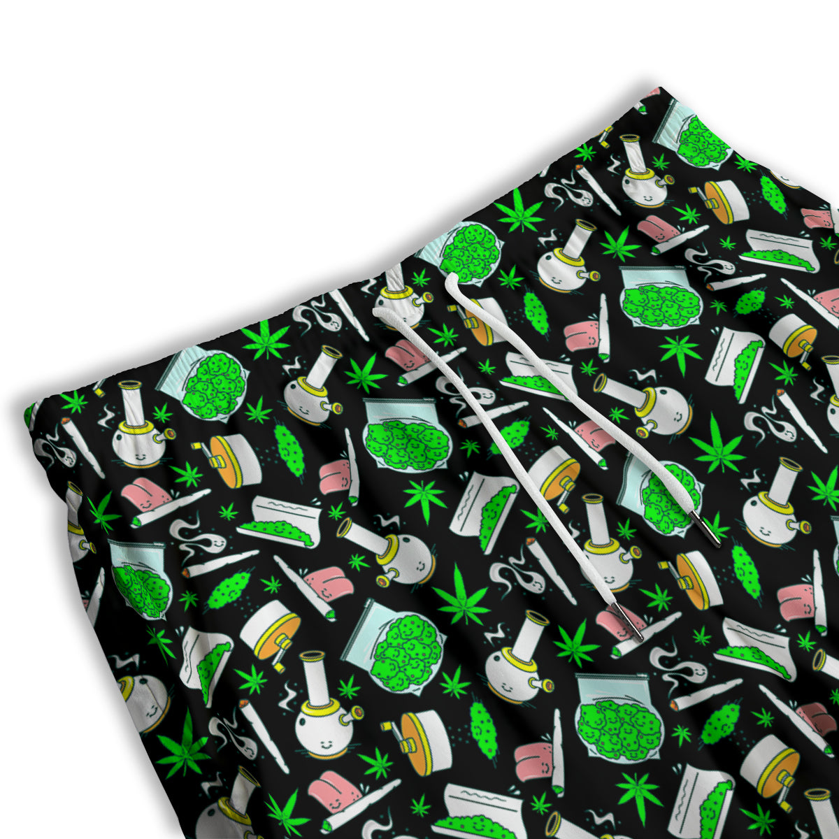 Smoke Weed Green Neon Print Pattern Men's Athletic Shorts