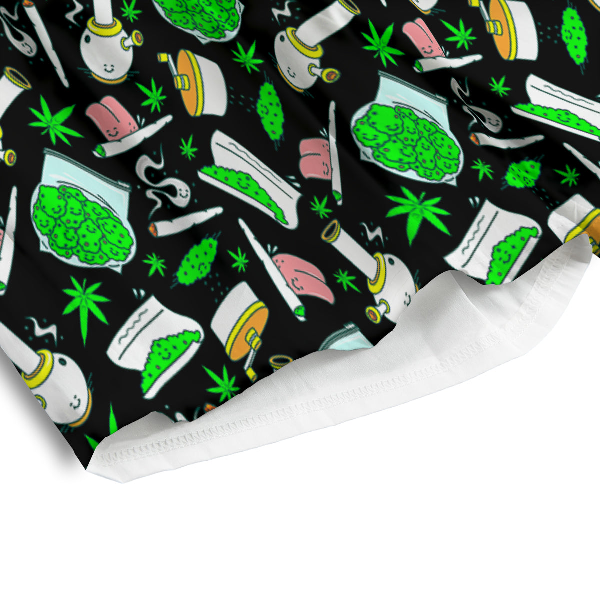 Smoke Weed Green Neon Print Pattern Men's Athletic Shorts