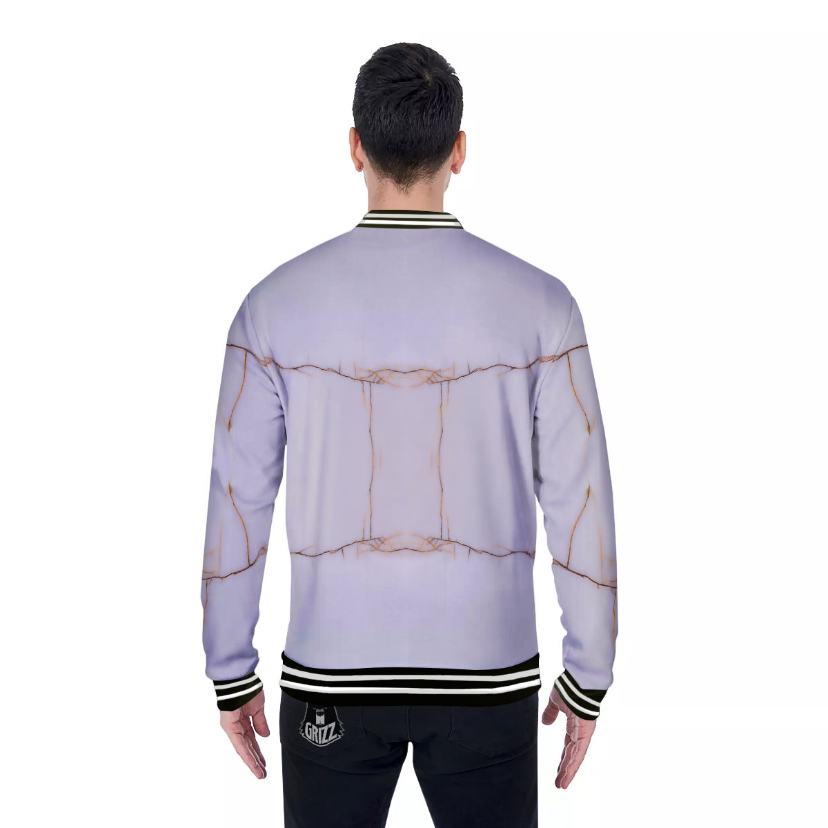 Smooth Marble White Brown Print Pattern Baseball Jacket-grizzshop