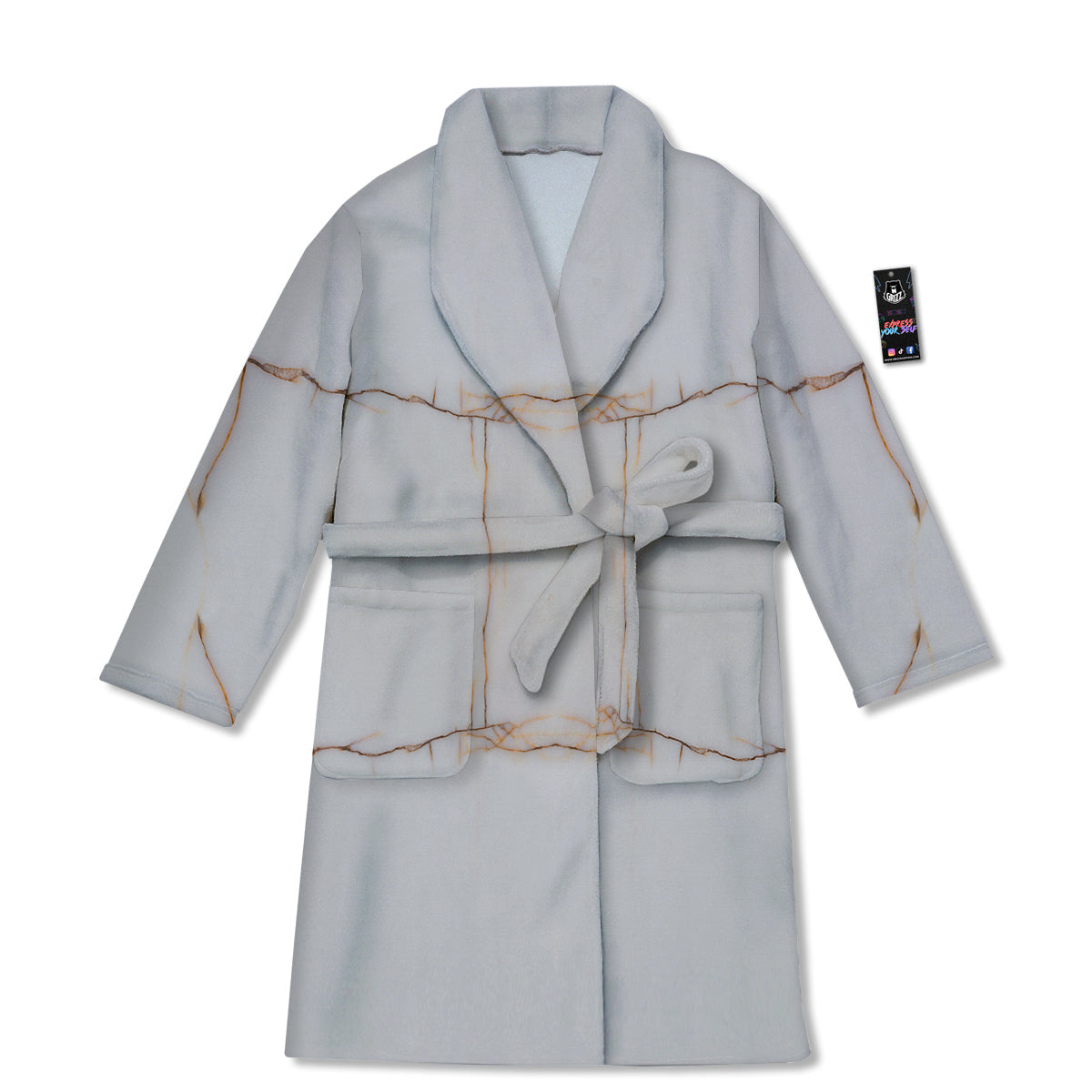 Smooth Marble White Brown Print Pattern Bathrobe-grizzshop