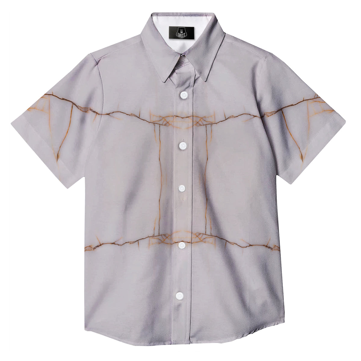 Smooth Marble White Brown Print Pattern Button Up Shirt-grizzshop
