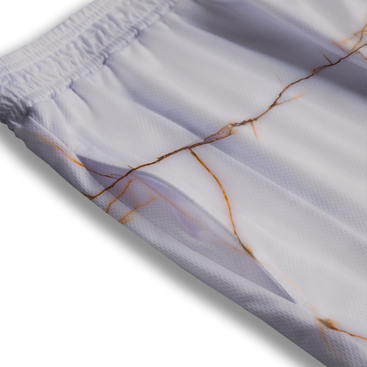 Smooth Marble White Brown Print Pattern Mesh Shorts