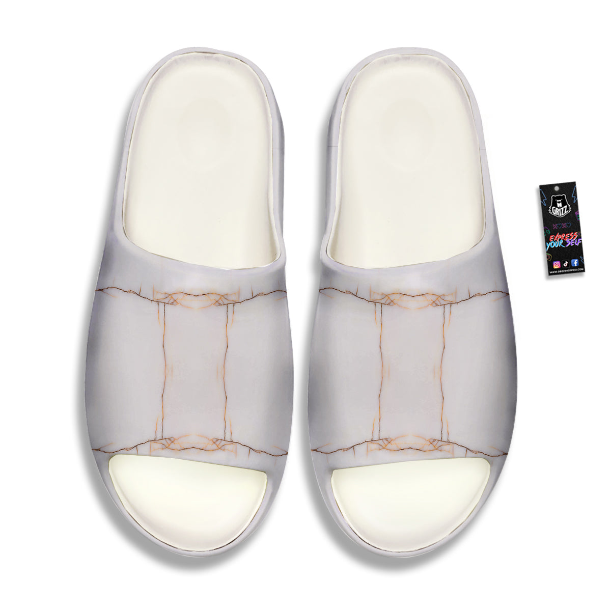 Smooth Marble White Brown Print Pattern Sandals-grizzshop