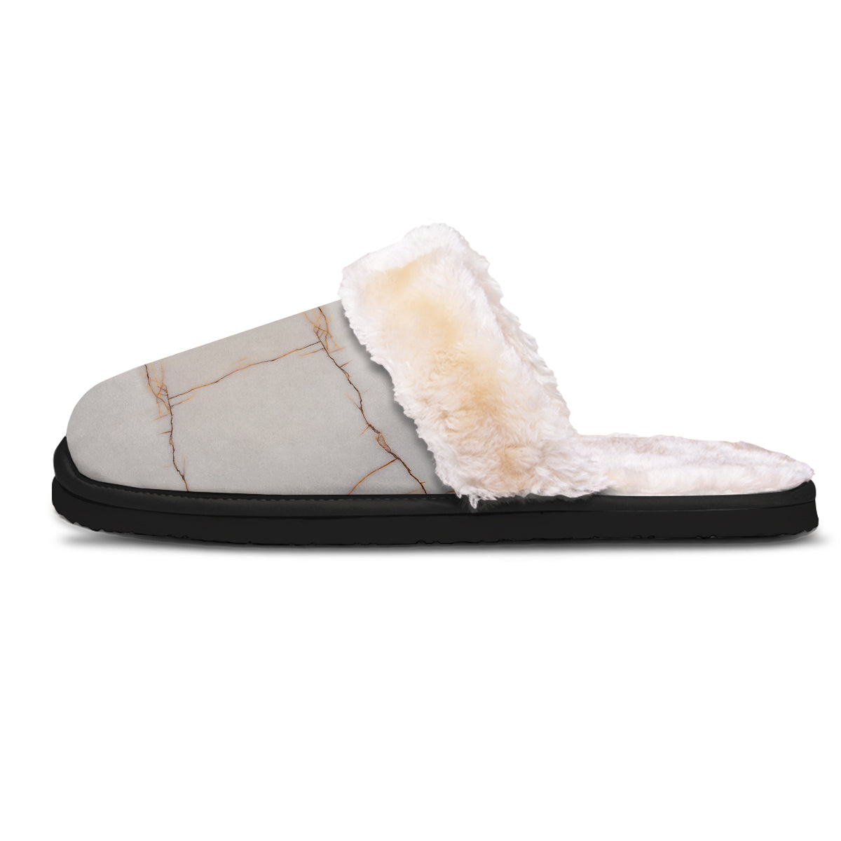 Smooth Marble White Brown Print Pattern Slippers-grizzshop