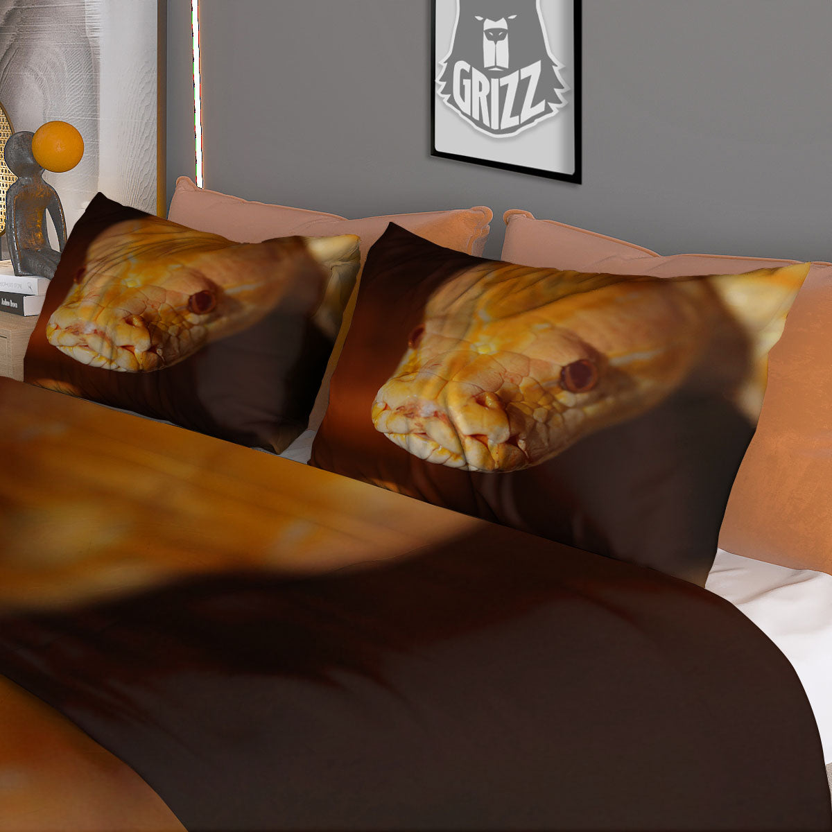 Snake Albino Print Duvet Cover Bedding Set