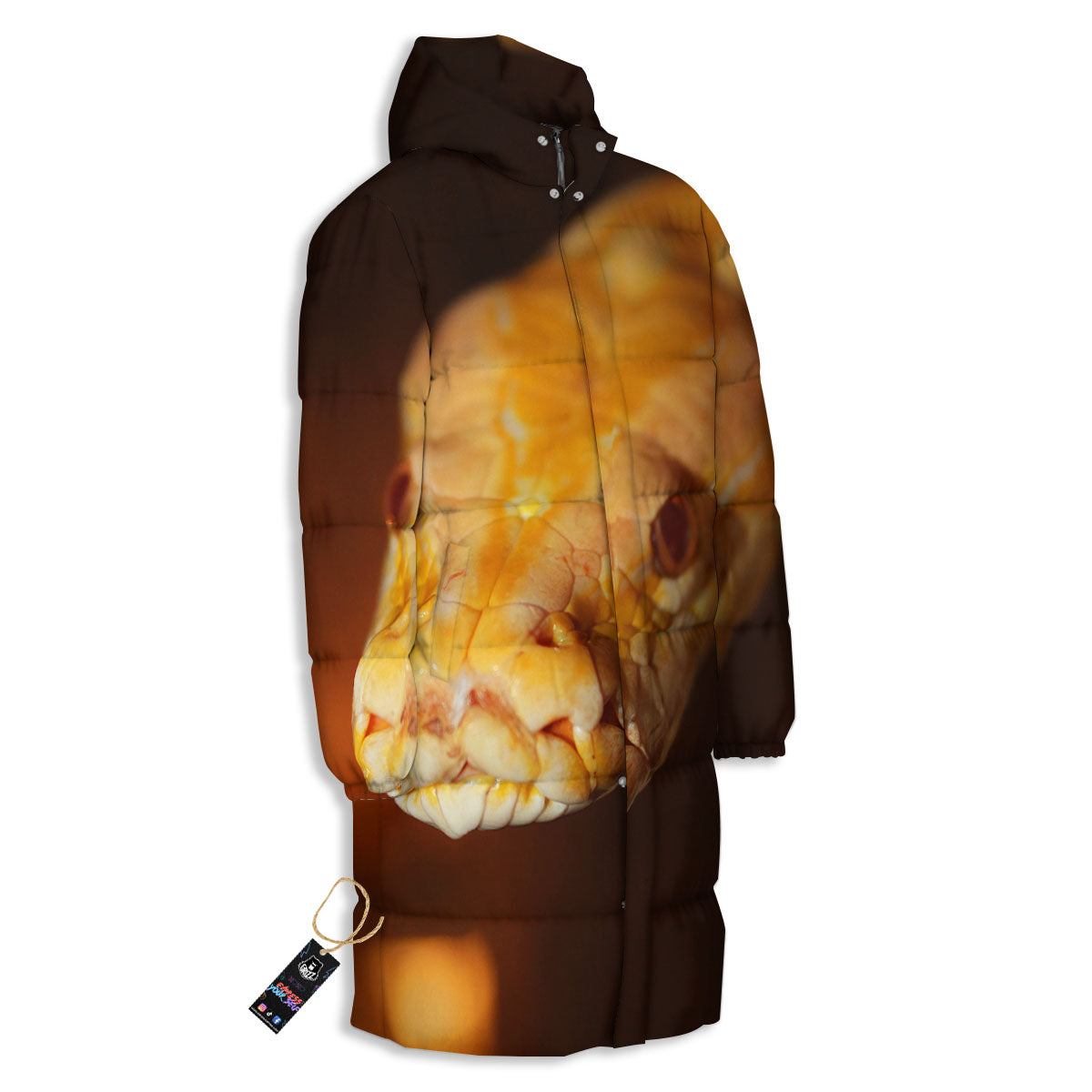 Snake Albino Print Long Down Jacket-grizzshop